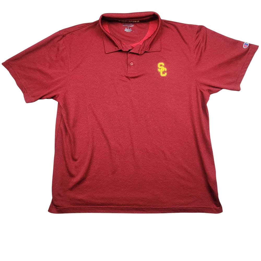 Champion USC‎ Trojans Mens XL Cardinal Red Heathered Performance Polo Shirt NCAA